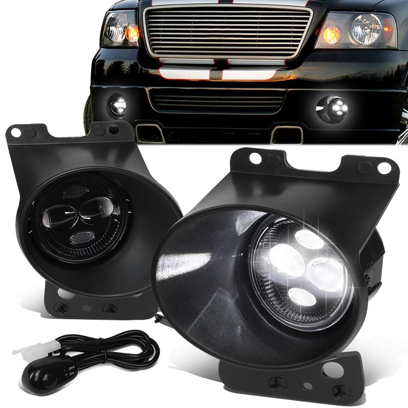 DNA Motoring, 05-08 Ford F150 Lincoln Mark LT LED Projector Clear Lens Fog Lights - w/Bezel+Switch