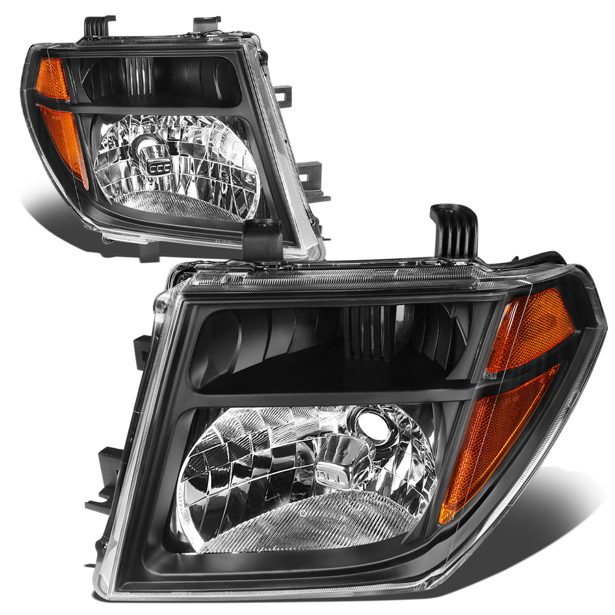 DNA Motoring, 05-08 Nissan Frontier Pathfinder Headlights - Black Housing Amber Corner