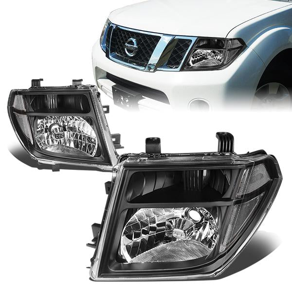 DNA Motoring, 05-08 Nissan Frontier Pathfinder Headlights - Black Housing Clear Corner