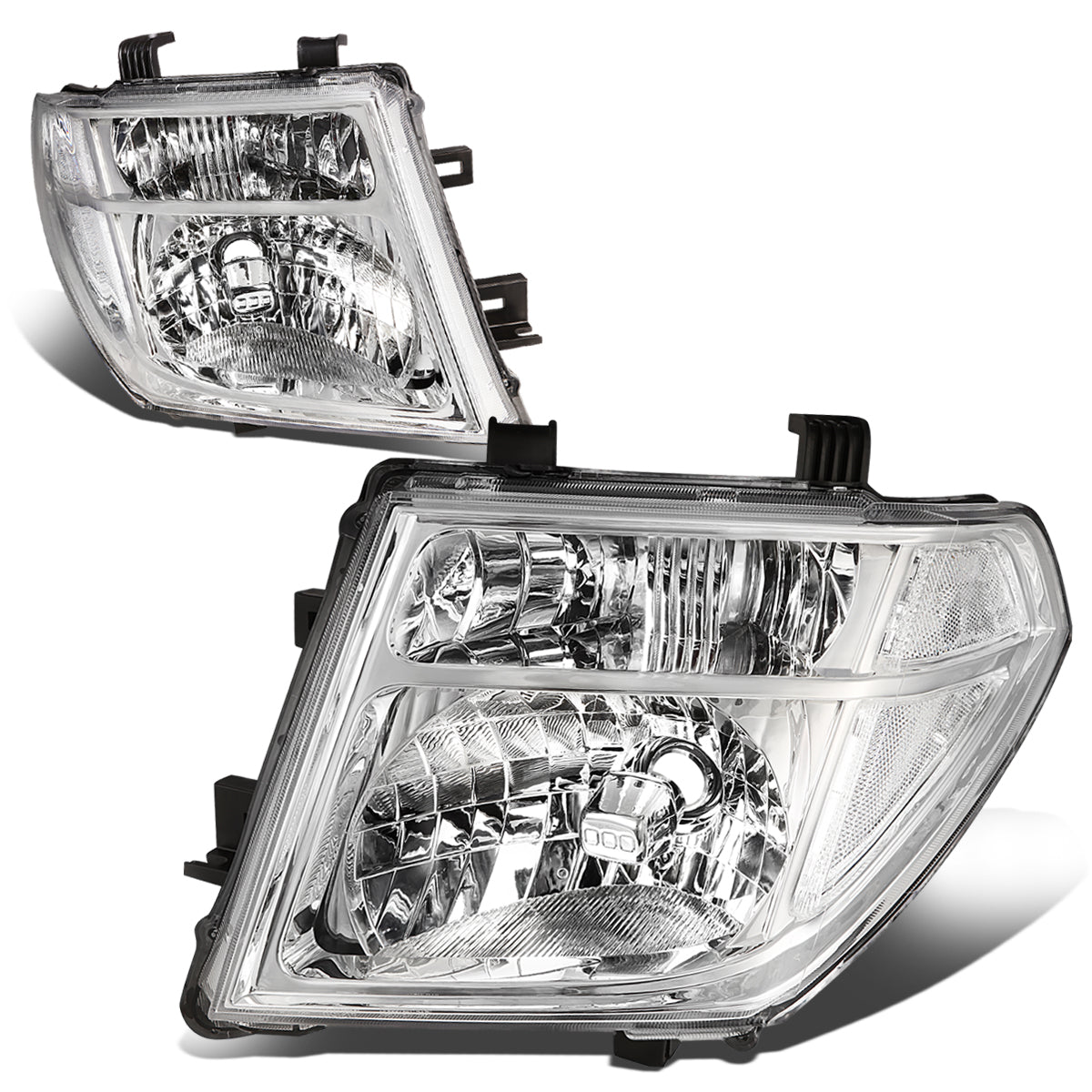 DNA Motoring, 05-08 Nissan Frontier Pathfinder Headlights - Chrome Housing Clear Corner