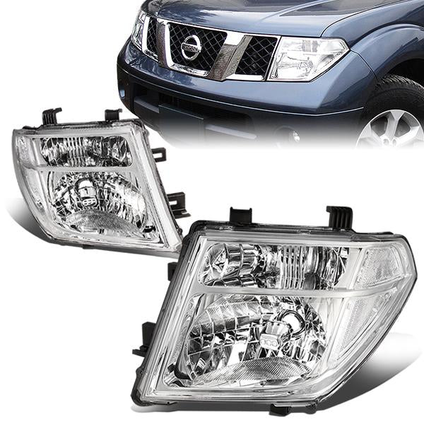 DNA Motoring, 05-08 Nissan Frontier Pathfinder Headlights - Chrome Housing Clear Corner