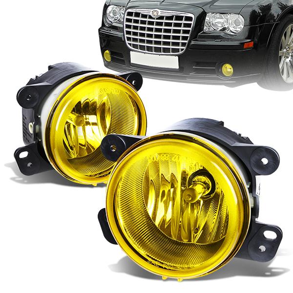 DNA Motoring, 05-10 Chrysler 300 C SRT8 07-18 Jeep Wrangler JK Amber Lens Fog Lights - w/Light Bulbs