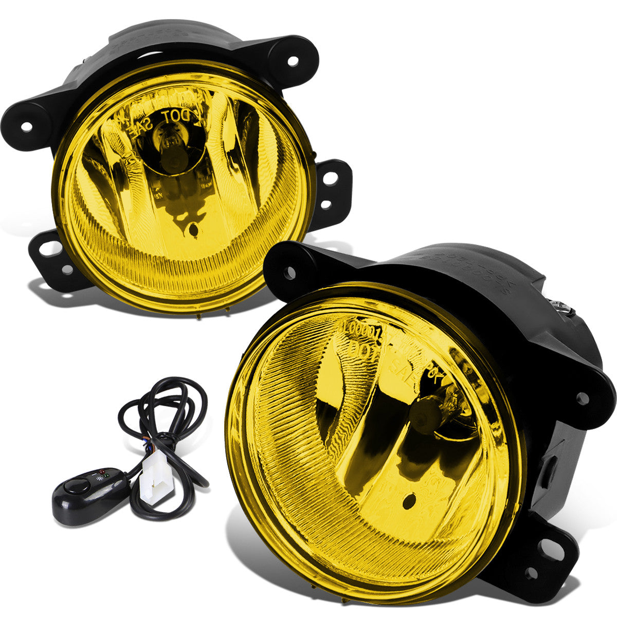 DNA Motoring, 05-10 Chrysler 300 PT Cruiser Journey 07-18 Jeep Wrangler Amber Lens Fog Lights - w/Switch