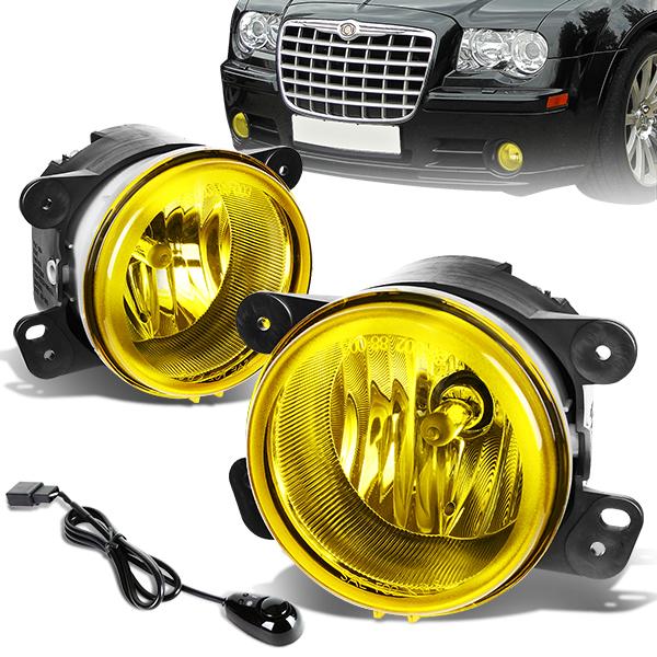 DNA Motoring, 05-10 Chrysler 300 PT odge Journey Magnum 07-18 Jeep Wrangler Amber Lens Fog Lights - w/Switch