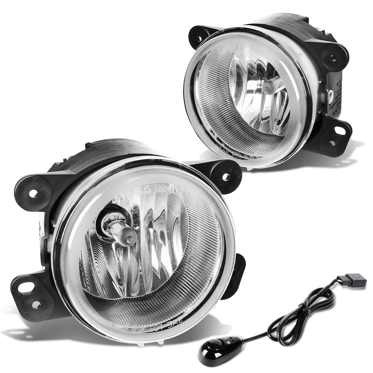 DNA Motoring, 05-10 Chrysler 300 PT odge Journey Magnum 07-18 Jeep Wrangler Clear Lens Fog Lights - w/Switch