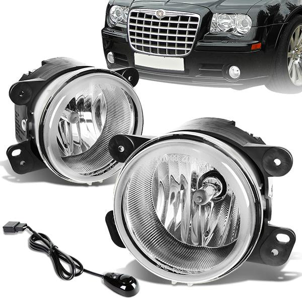 DNA Motoring, 05-10 Chrysler 300 PT odge Journey Magnum 07-18 Jeep Wrangler Clear Lens Fog Lights - w/Switch