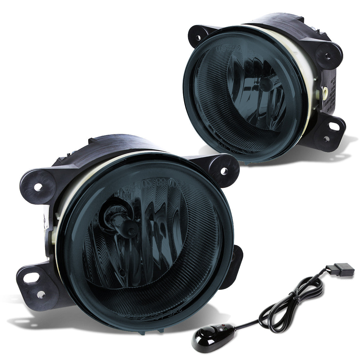 DNA Motoring, 05-10 Chrysler 300 PT odge Journey Magnum 07-18 Jeep Wrangler Smoked Lens Fog Lights - w/Switch