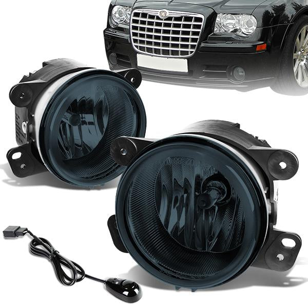 DNA Motoring, 05-10 Chrysler 300 PT odge Journey Magnum 07-18 Jeep Wrangler Smoked Lens Fog Lights - w/Switch