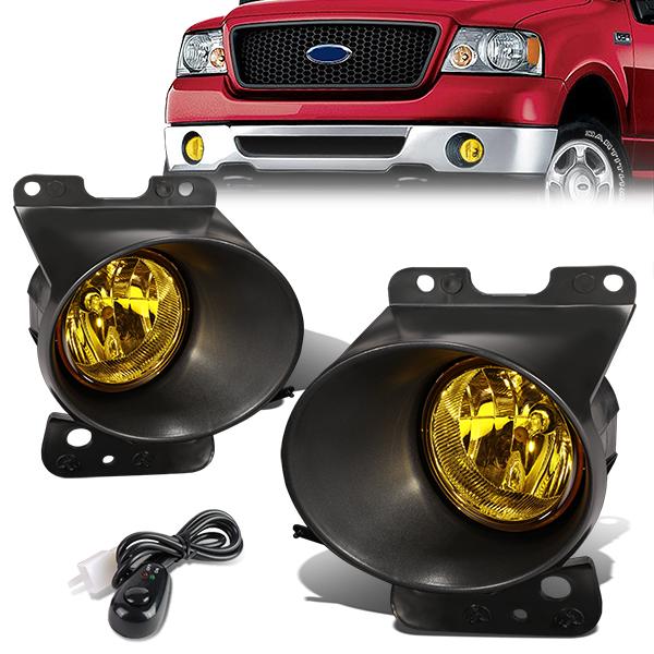 DNA Motoring, 06-08 Ford F150 Lincoln Mark LT Amber Lens Fog Lights - w/Switch+Bulbs