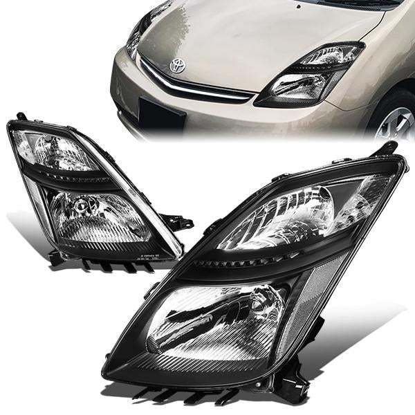 DNA Motoring, 06-09 Toyota Prius Headlights - Black Housing Clear Corner