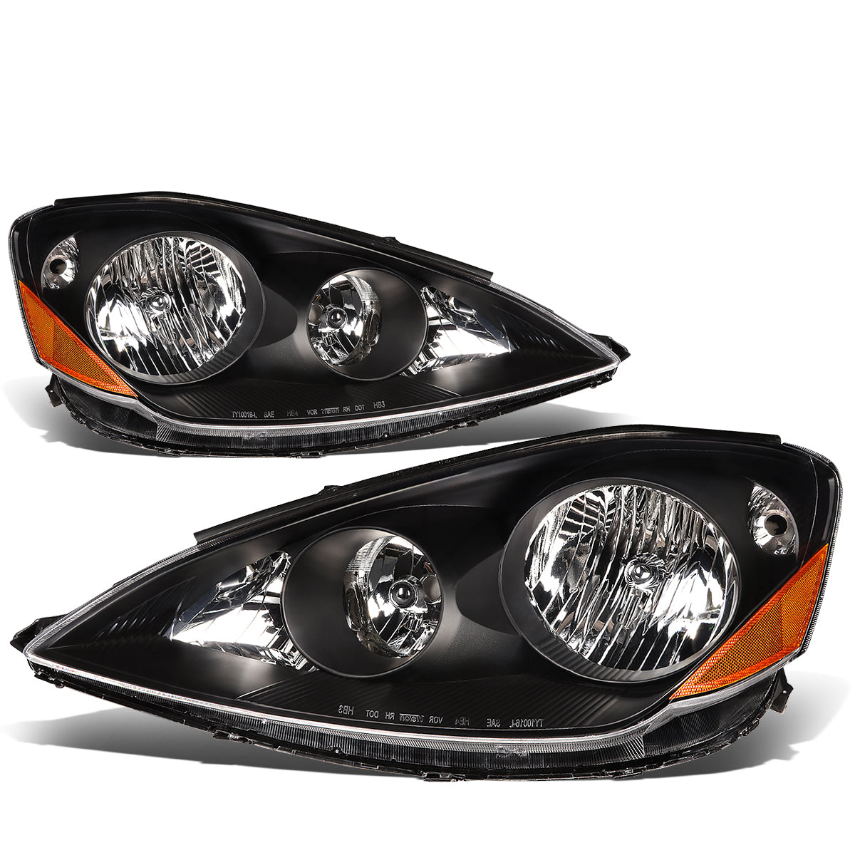 DNA Motoring, 06-10 Toyota Sienna Headlights - Black Housing Amber Corner