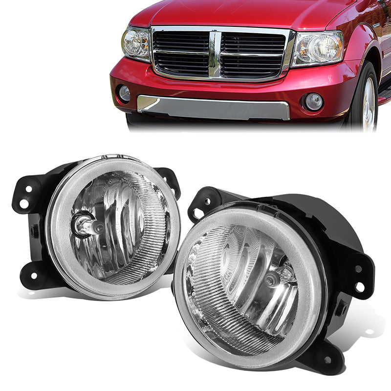 DNA Motoring, 06-18 Chrysler PT Cruiser Jeep Wrangler Clear Lens Fog Lights - w/Light Bulb