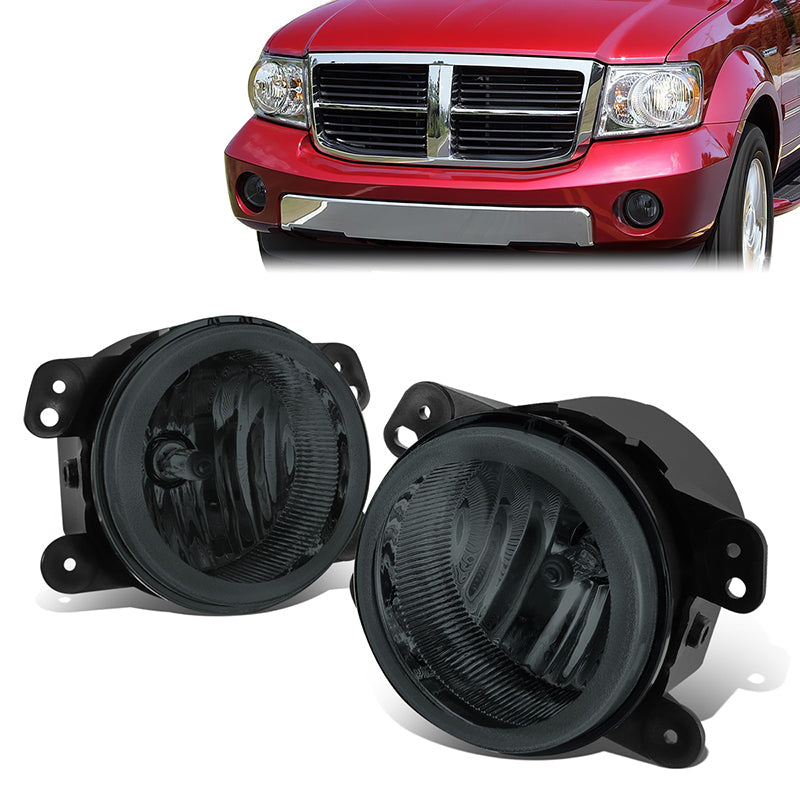 DNA Motoring, 06-18 Chrysler PT Cruiser Jeep Wrangler Smoked Lens Fog Lights - w/Light Bulb