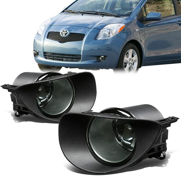 DNA Motoring, 07-08 Toyota Yaris Hatchback Smoked Lens Fog Lights - w/Bezel+Switch+Bulbs