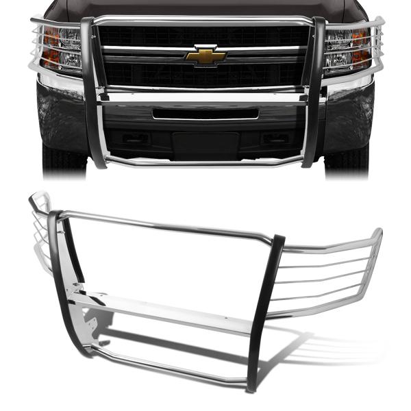 CAAP, 07-13 Chevy Silverado 2500 3500HD Brush Grille Guard - Steel - Stainless Steel