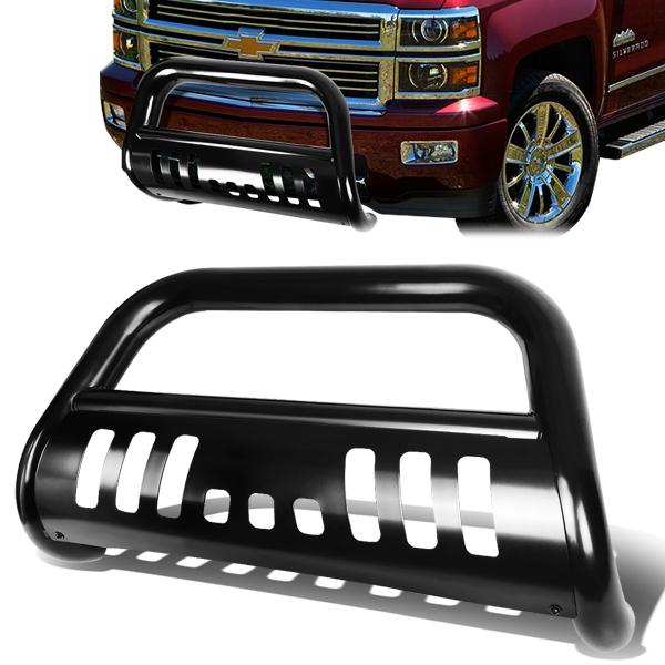 CAAP, 07-13 Chevy Silverado GMC Sierra 1500 Bull Bar w/Skid Plate - Stainless Steel - Black