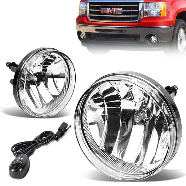 DNA Motoring, 07-14 GMC Sierra 1500 2500 3500 HD Clear Lens Fog Lights - w/Switch+Bulbs