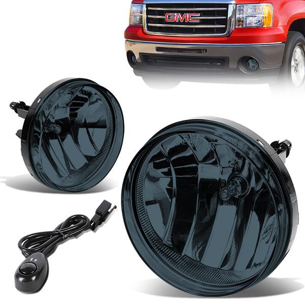 DNA Motoring, 07-14 GMC Sierra 1500 2500 3500 HD Smoked Lens Fog Lights - w/Switch+Bulbs