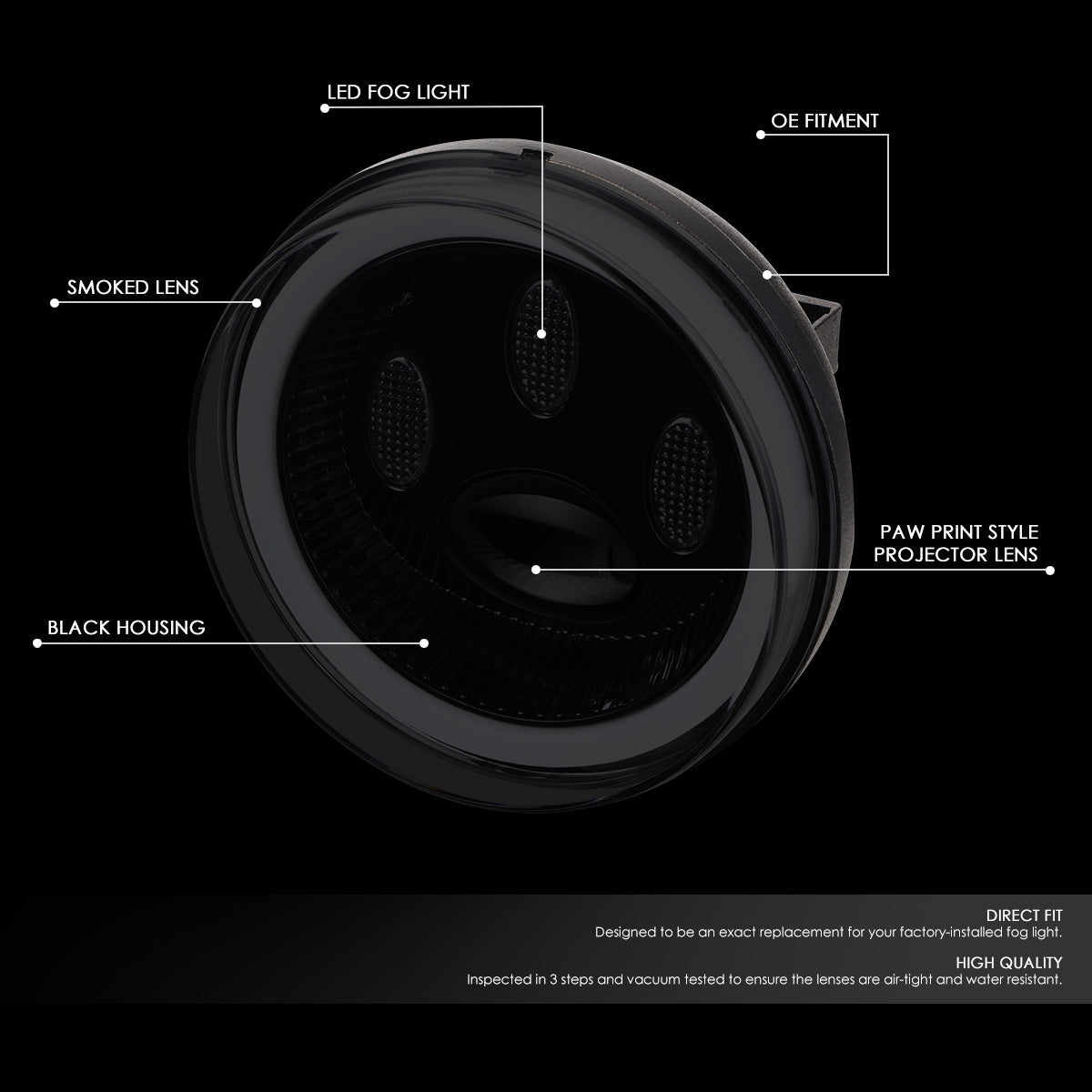 DNA Motoring, 07-14 GMC Sierra 1500 / 2500 / 3500 Tinted Lens Projector LED Fog Lights (Switch Included)