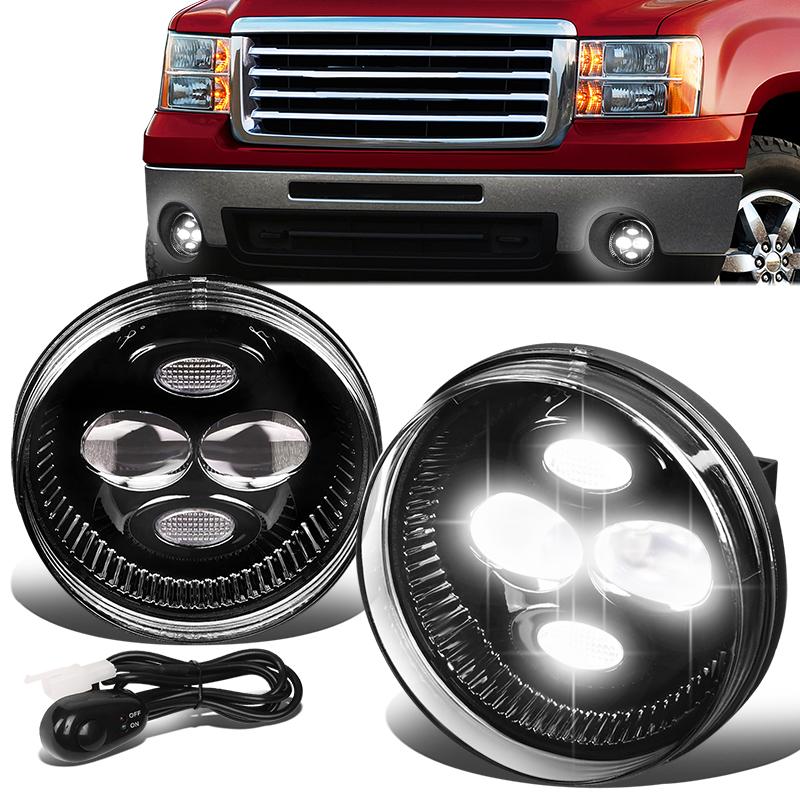 DNA Motoring, 07-14 GMC Sierra 1500 2500HD 3500HD LED Projector Clear Lens Fog Lights - w/Switch