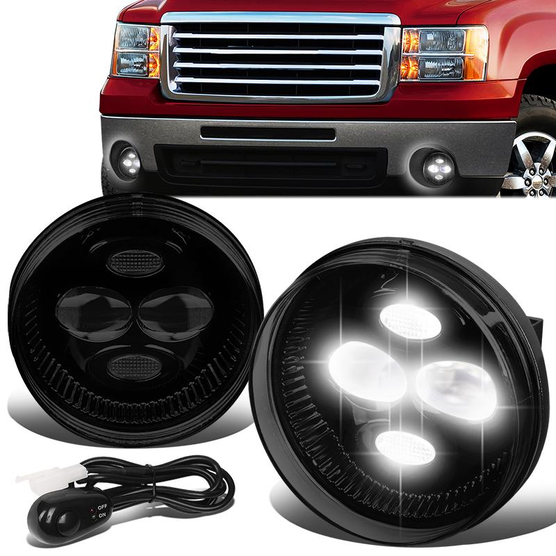 DNA Motoring, 07-14 GMC Sierra 1500 2500HD 3500HD LED Projector Smoked Lens Fog Lights - w/Switch