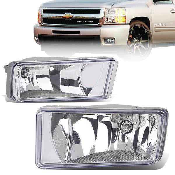 DNA Motoring, 07-15 Chevy Silverado GMC Sierra 1500 2500 3500 HD Escalade Clear lens Fog Lights - w/Switch