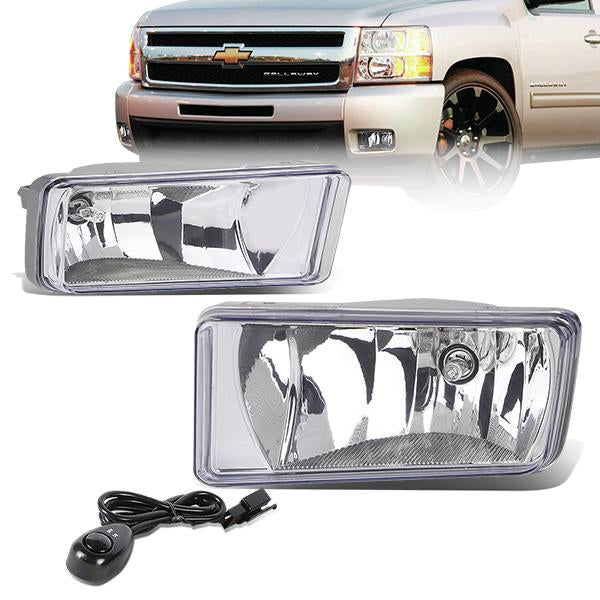 DNA Motoring, 07-15 Chevy Silverado Sierra 1500 2500 3500 Clear Lens Fog Lights - w/Switch