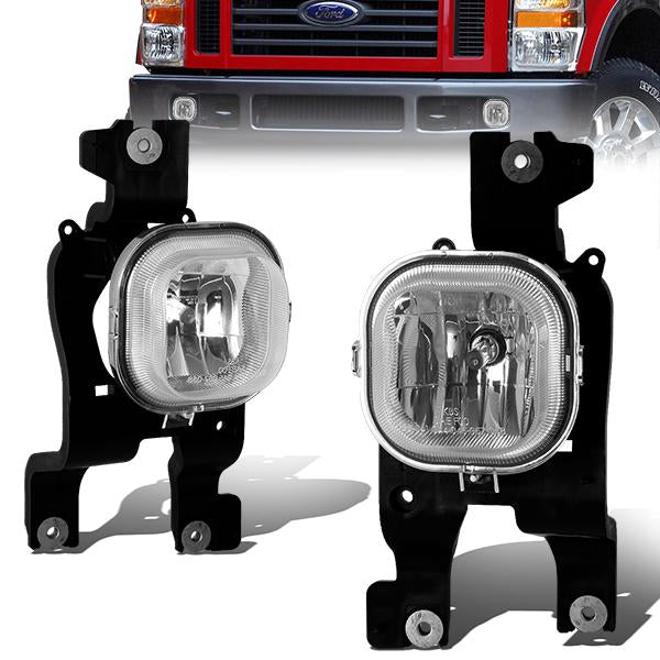 DNA Motoring, 08-10 Ford F250 F350 F450 F550 Super Duty Clear Lens Fog Lights - w/Light Bulbs