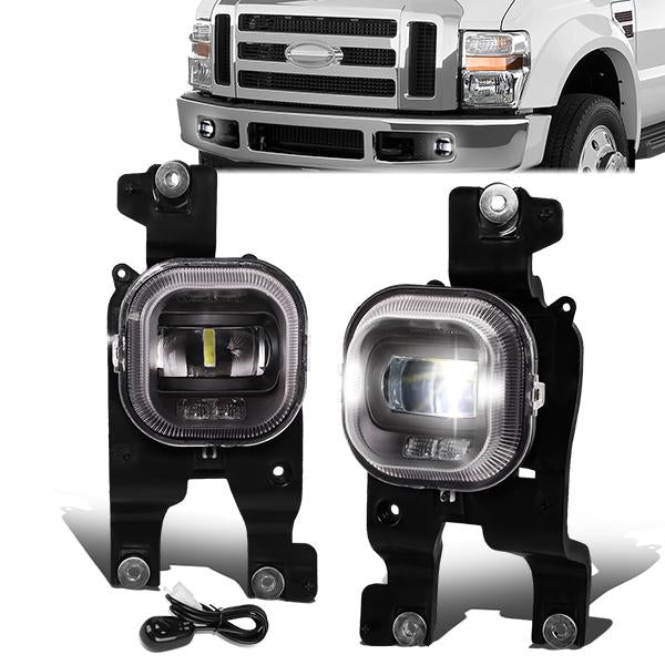 DNA Motoring, 08-10 Ford F250 F350 F450 F550 Super Duty Clear Lens Projector Fog Lights - w/Switch