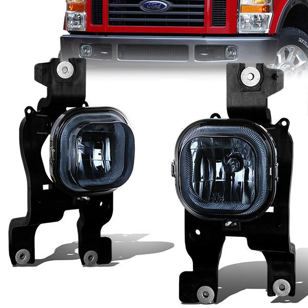 DNA Motoring, 08-10 Ford F250 F350 F450 F550 Super Duty Smoked Lens Fog Lights - w/Light Bulbs