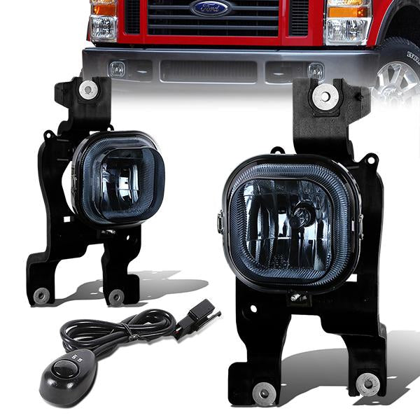 DNA Motoring, 08-10 Ford F250 F350 F450 F550 Super Duty Smoked Lens Fog Lights - w/Switch+Bulbs