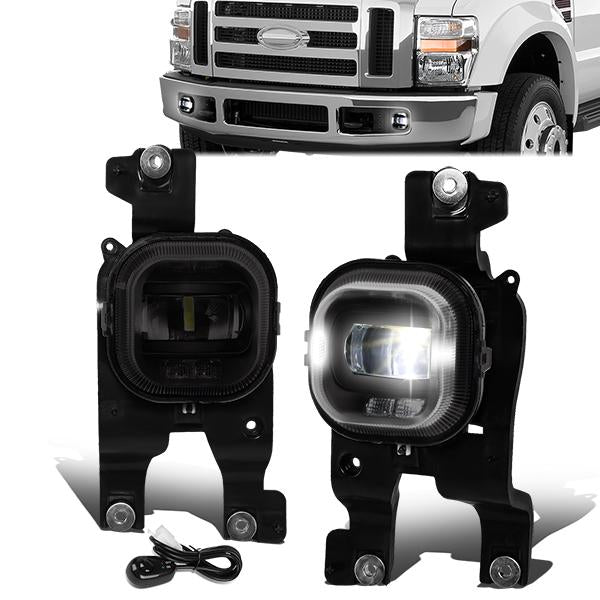 DNA Motoring, 08-10 Ford F250 F350 F450 F550 Super Duty Smoked Lens Projector Fog Lights - w/Switch