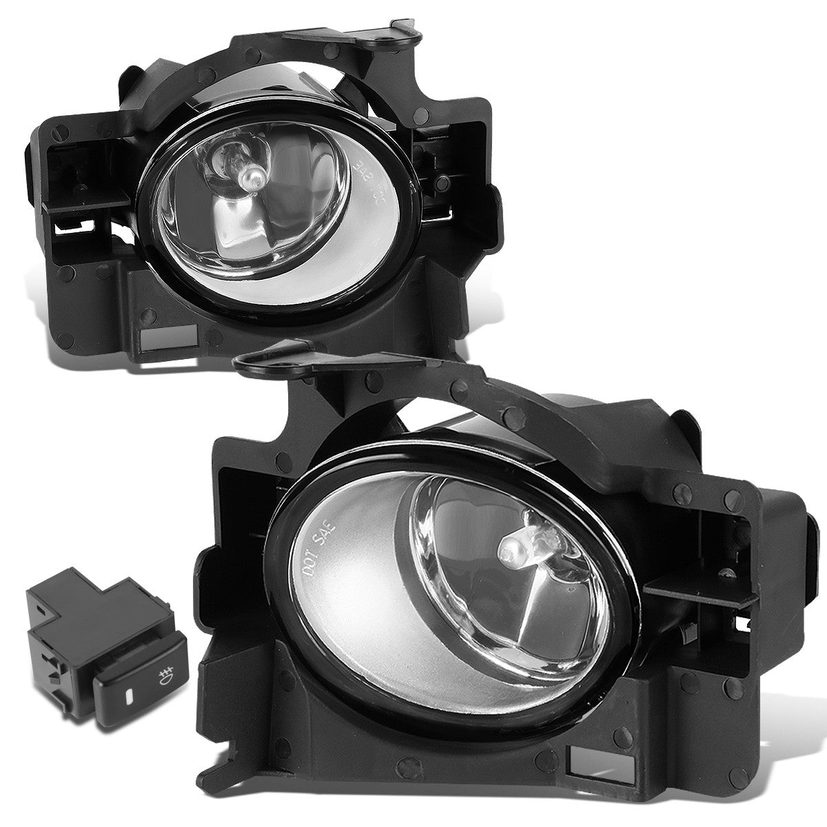 DNA Motoring, 08-13 Nissan Altima Coupe Clear Lens Fog Lights - w/Switch+Bulbs