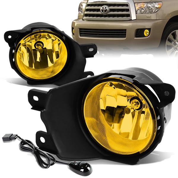 DNA Motoring, 08-16 Toyota Sequoia Amber Lens Front Driving Fog Lights - w/Switch+ Bulbs