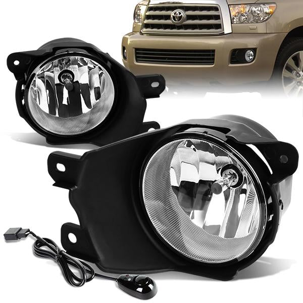 DNA Motoring, 08-16 Toyota Sequoia Clear Lens Front Driving Fog Lights - w/Switch+ Bulbs