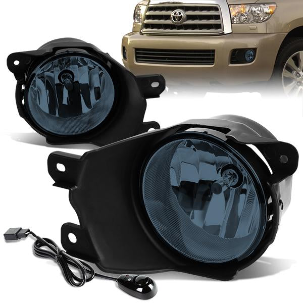 DNA Motoring, 08-16 Toyota Sequoia Smoked Lens Front Driving Fog Lights - w/Switch+ Bulbs