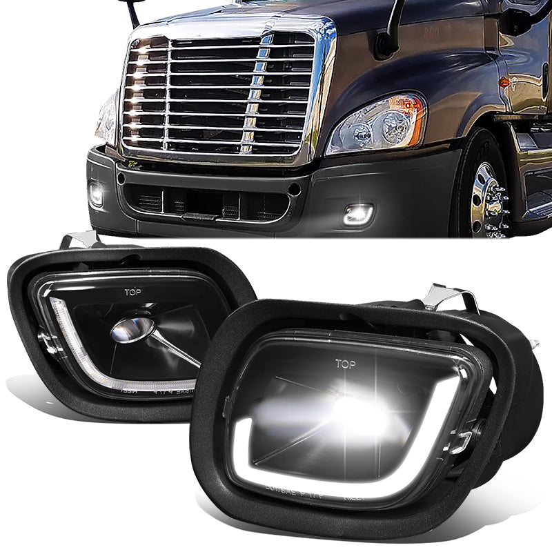 DNA Motoring, 08-17 Freightliner Cascadia Black Housing 3D LED Projector Fog Lights