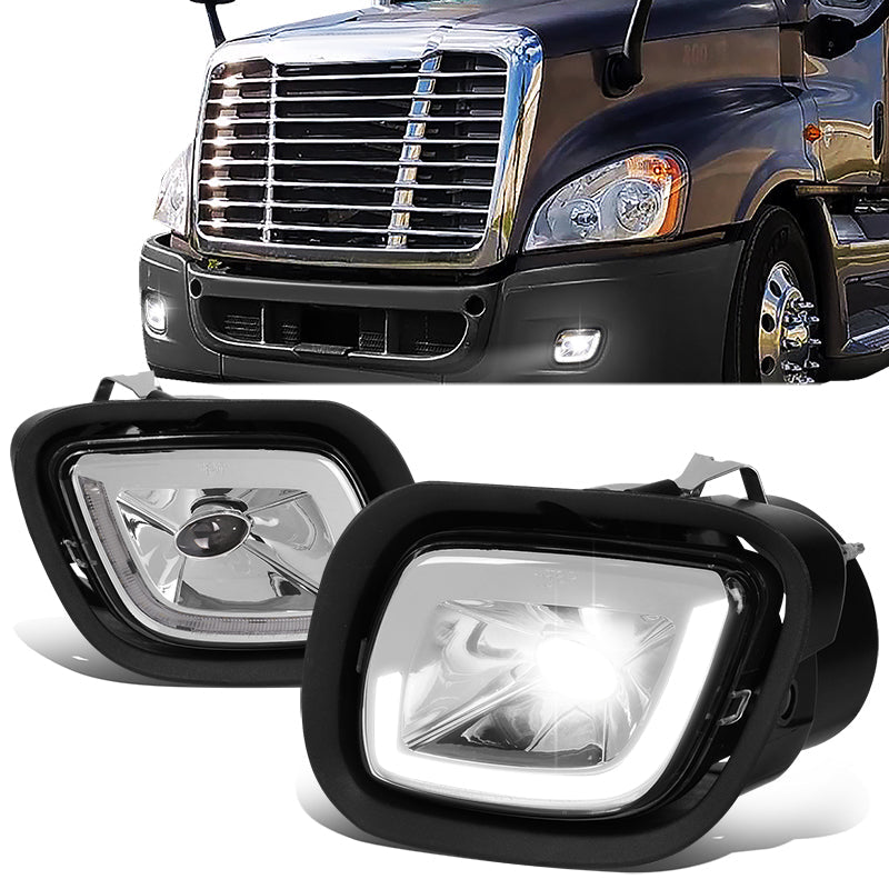 DNA Motoring, 08-17 Freightliner Cascadia Chrome Housing 3D LED Projector Fog Lights