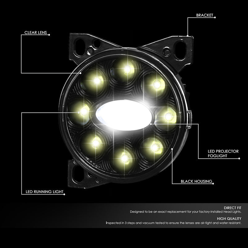 DNA Motoring, 08-20 Kenworth T660 Peterbilt 579/ 587 Pair LED Projector Fog Light (Black Housing)