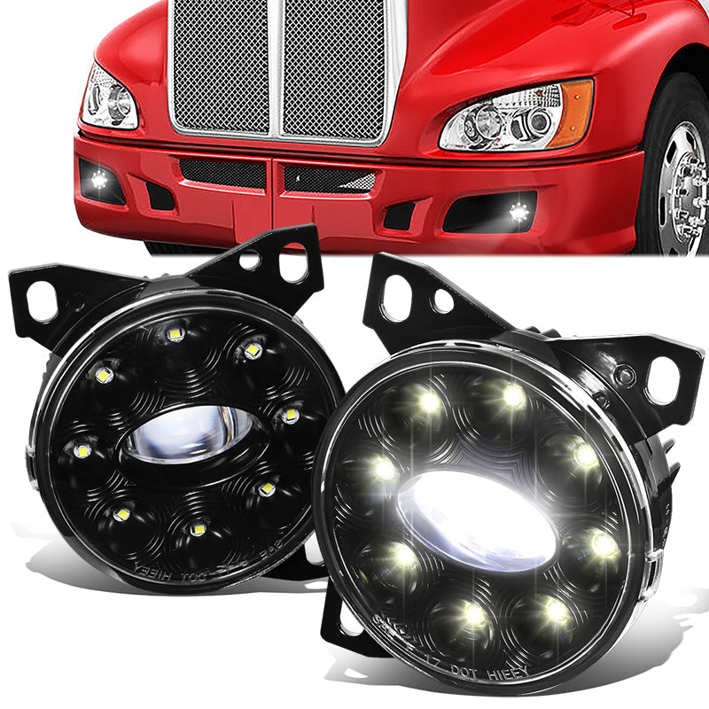 DNA Motoring, 08-20 Kenworth T660 Peterbilt 579/ 587 Pair LED Projector Fog Light (Black Housing)