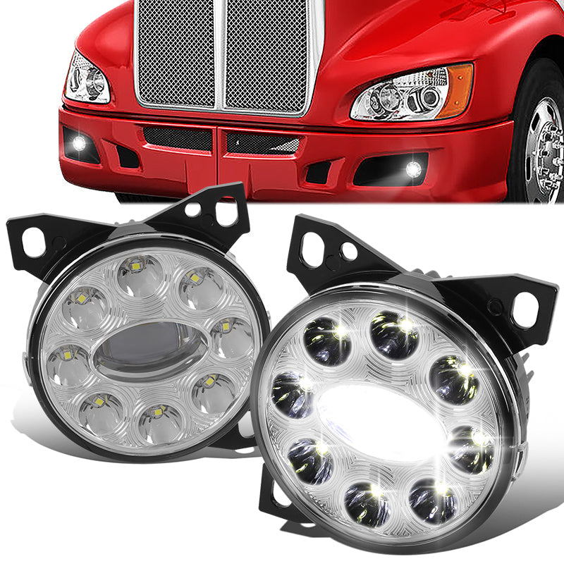 DNA Motoring, 08-20 Kenworth T660 Peterbilt 579/ 587 Pair LED Projector Fog Light (Chrome Housing)