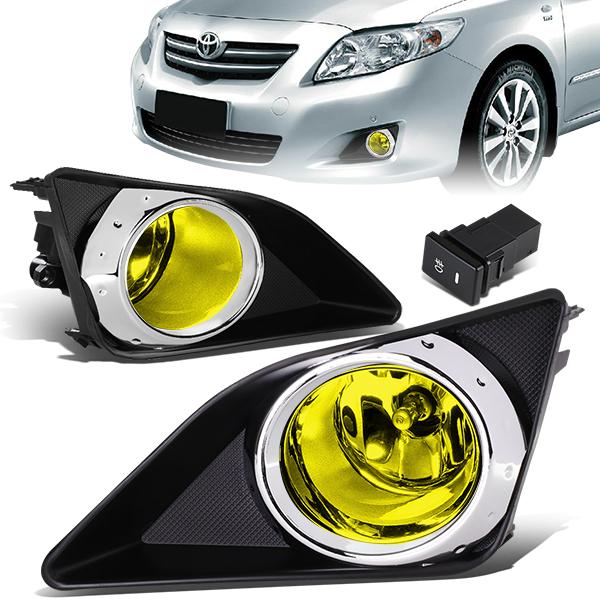 DNA Motoring, 09-10 Toyota Corolla Sedan Amber Lens Fog Lights - w/Bezel+Switch+Bulbs