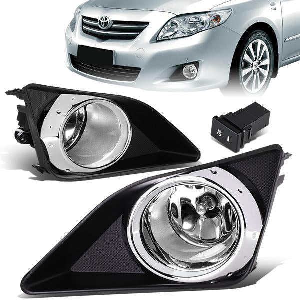 DNA Motoring, 09-10 Toyota Corolla Sedan Clear Lens Fog Lights - w/Bezel+Switch+Bulbs