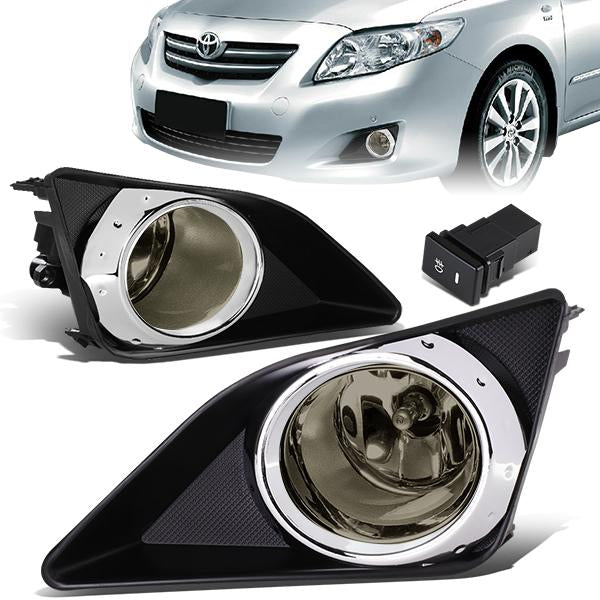 DNA Motoring, 09-10 Toyota Corolla Sedan Smoked Lens Fog Lights - w/Bezel+Switch+Bulbs