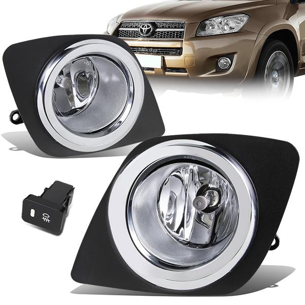 DNA Motoring, 09-12 Toyota RAV4 Clear Lens Fog Lights - w/Bezel+Switch+Bulbs