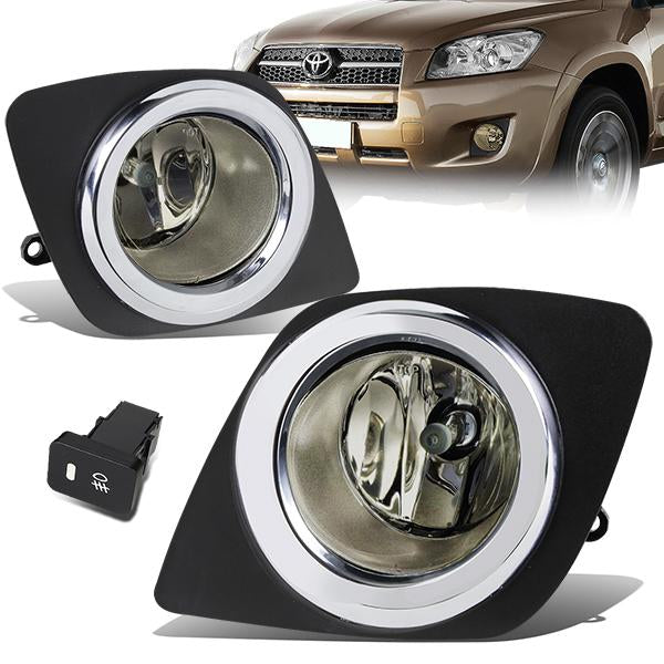 DNA Motoring, 09-12 Toyota RAV4 Smoked Lens Fog Lights - w/Bezel+Switch+Bulbs