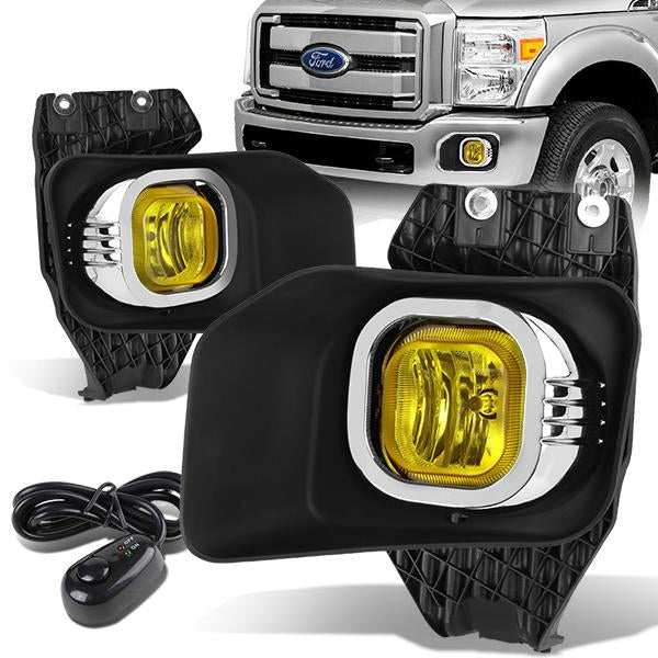 DNA Motoring, 11-16 Ford F250 F350 F450 F550 Super Duty Amber Lens Fog Lights - w/Bezel+Switch+Bulbs