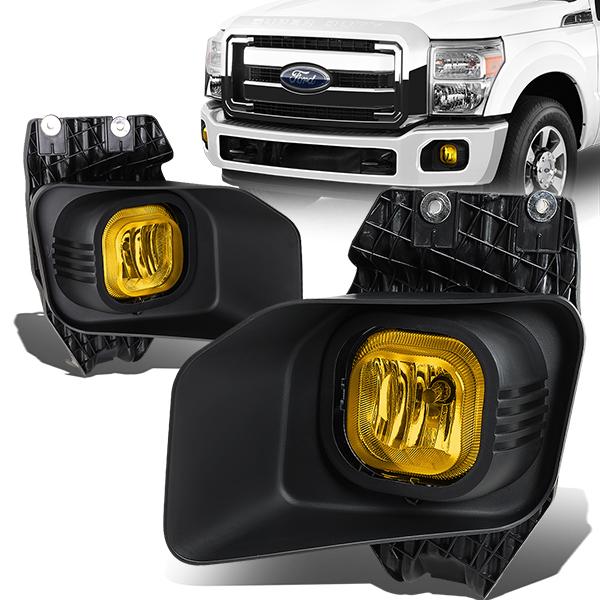 DNA Motoring, 11-16 Ford F250 F350 F450 F550 Super Duty Amber Lens Fog Lights - w/Light Bulbs