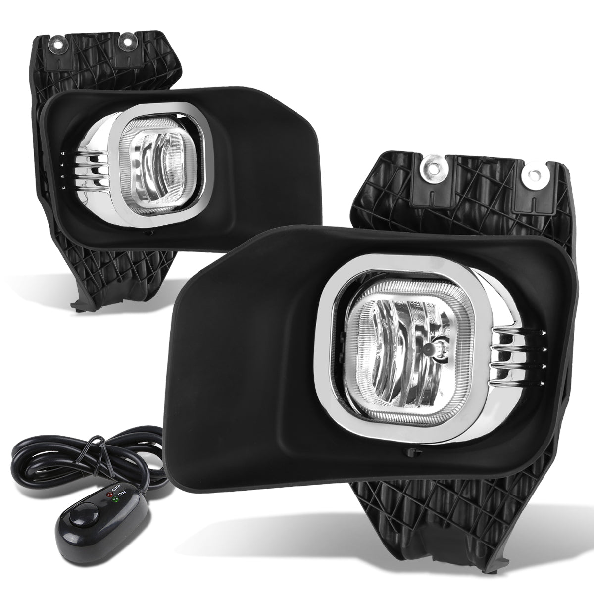 DNA Motoring, 11-16 Ford F250 F350 F450 F550 Super Duty Clear Lens Fog Lights - w/Bezel+Switch+Bulbs