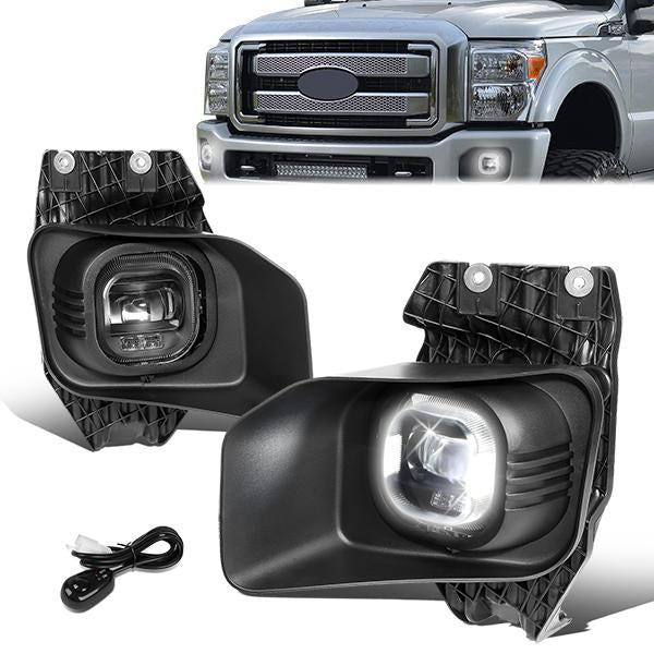 DNA Motoring, 11-16 Ford F250 F350 F450 F550 Super Duty Clear Lens Projector Fog Lights w/Switch